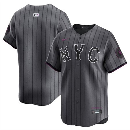 Men's New York Mets Blank Gray 2024 City Connect Limited Stitched Baseball Jersey
